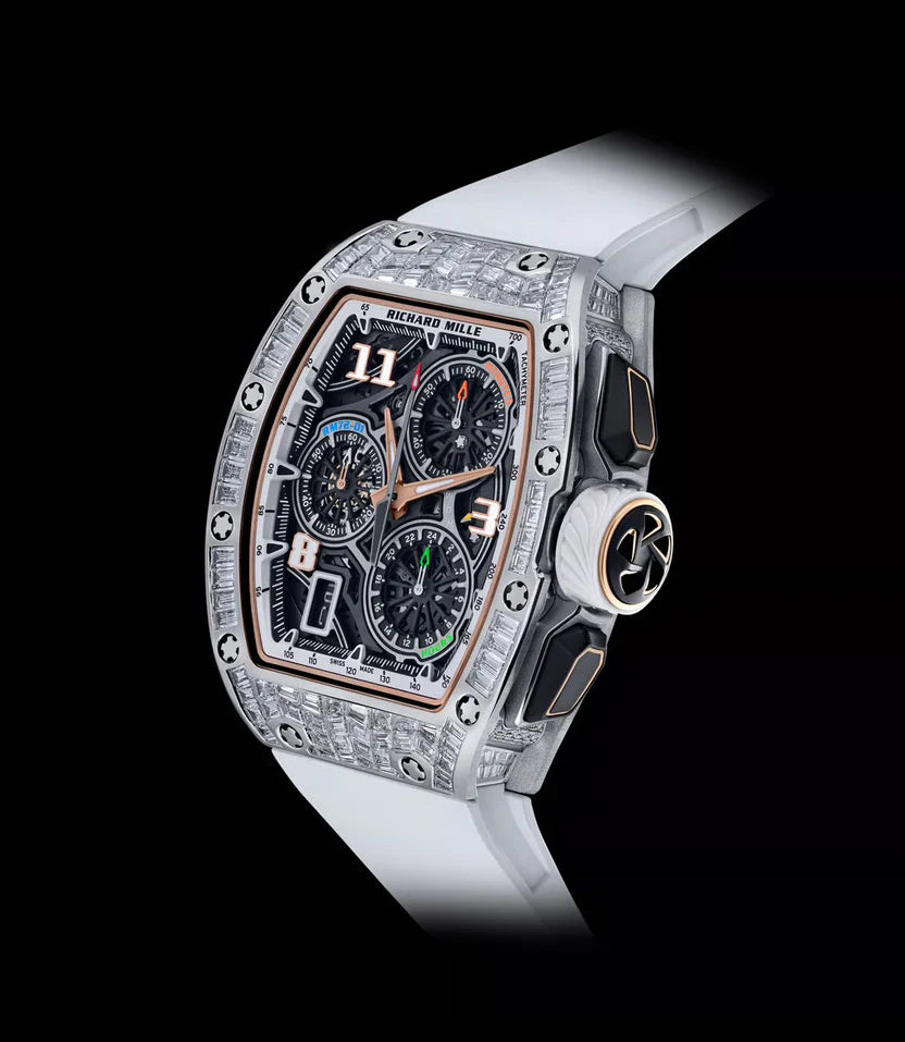Richard Mille RM 72-01 Automatic Winding Lifestyle Flyback Chronograph White Gold with Baguette Diamonds