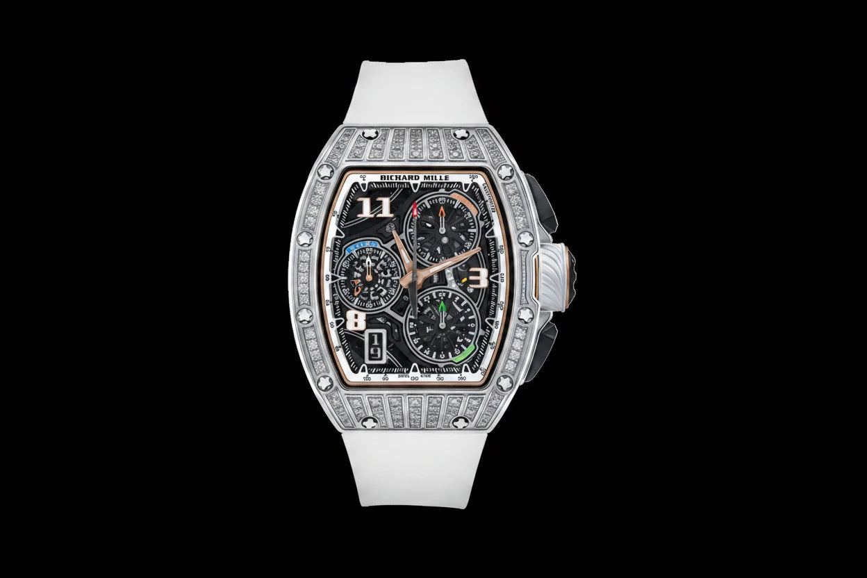 Richard Mille RM 72-01 Automatic Winding Lifestyle Flyback Chronograph White Gold with Baguette Diamonds